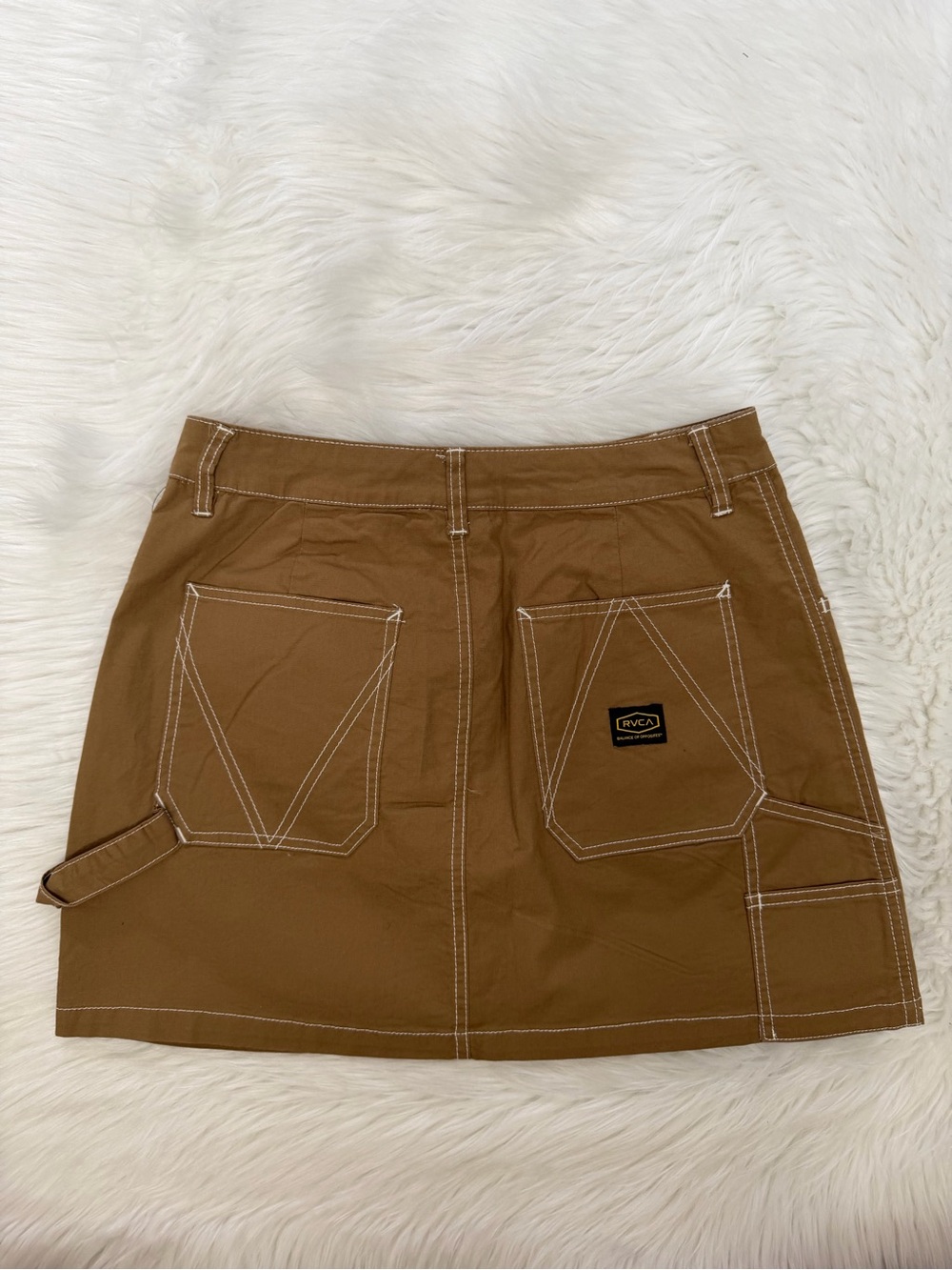 RVCA Brown Contrast-Stitch Utility Mini Skirt Sz 26